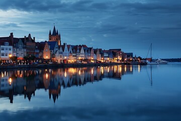 Obraz premium Old town of Gdansk at sunset, Poland. Long exposure.