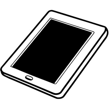 black and white tablet device clip art preview