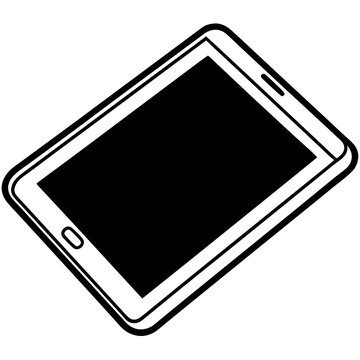 black and white tablet device clip art preview