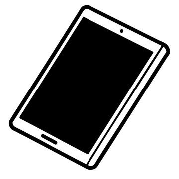 black and white tablet device clip art preview