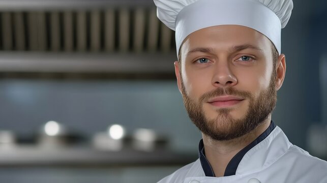 Confident Chef Posing Calmly in Busy Restaurant Kitchen - Close-up Photo. AI Generated