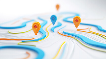 Сolorful navigation markers placed along the route