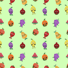 fruit pattern with apples, pears, grapes, watermelon