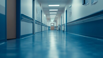 Fototapeta premium Calm Hospital Corridor with Soft Natural Lighting