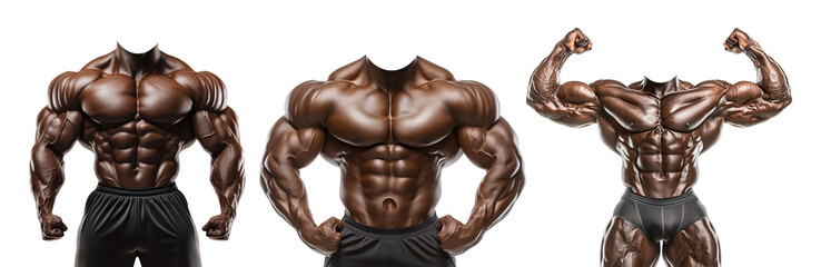 Fototapeta premium Muscular Male Bodies Isolated on Transparent Background for Collection