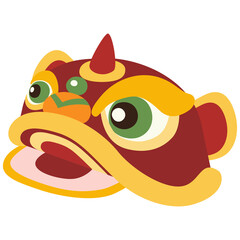 Chinese New Year Festival with Lion Dance Head Puppet, Vector, Illustration