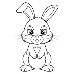 rabbit coloring page line art 