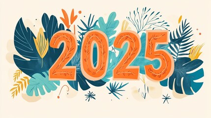 Obraz premium Shiny 2025 New Year Greeting with Sparkles