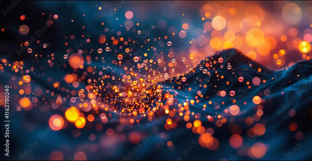 Aufkleber vibrant, abstract scene with a mixture of blue and orange lights scattered throughout, creating a dy