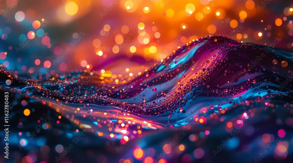 Aufkleber vibrant, abstract scene with swirling patterns and colorful lights, creating a dynamic and visually appealing composition. The colors primarily consist of blues, oranges, and purples, and the overall 