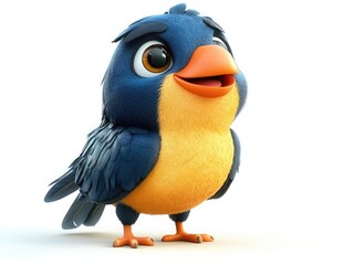 Obraz premium Adorable 3D cartoon takahe bird illustration, isolated on a white background, perfect for kids' designs, educational materials, or playful themes.