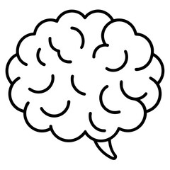Geometric Brain Icon in Monoline Style