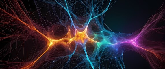 A striking image of a neural network with synapses firing in a colorful display of interconnectedness