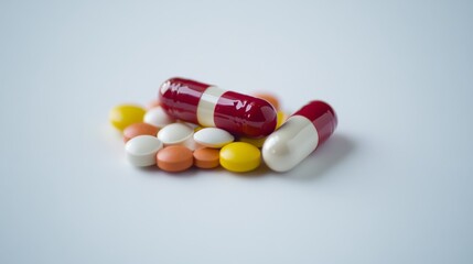 Vibrant Pills on a White Background
