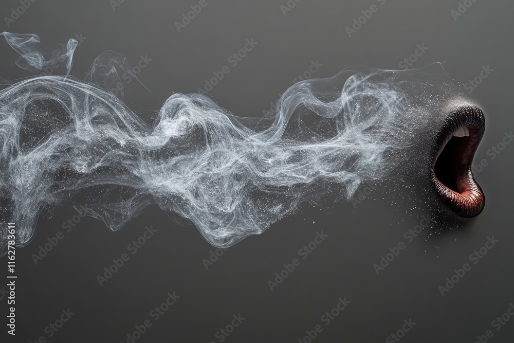 Poster a close-up view of smoke gracefully drifting from an ornate object, creating a captivating mood and 