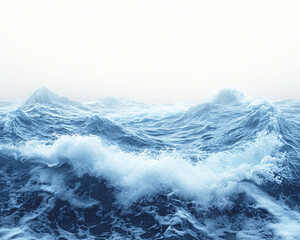 Fototapeta premium Ocean waves in motion, showing the energy of the sea with splashes and mist. 