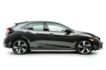 Fototapeta premium Stylish Gray Hatchback Car from Side View