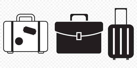 travel bag icon set. vacation, tourism and luggage symbol. isolated vector image. eps 10.