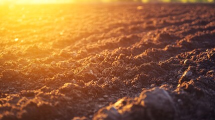Golden Hour Light on Farm Soil Surface