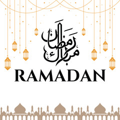 Ramadan is the month of blessing Ramadan Kareem text translation in Arabic lettering , Welcome Ramadan in Arabic