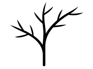 tree black silhouette vector, Simple silhouette Design vector icon with white background.  tree branch Silhouette.