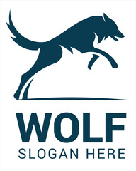 Wolf silhouette logo icon. Howling predator sign.Vector illustration.