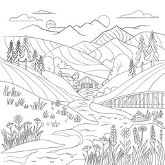 Fototapeta premium landscape with mountains and trees