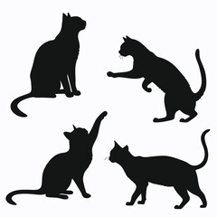Hand drawn animals silhouette set,  Hand drawn animal silhouette illustration