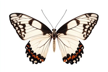 Obraz premium A close-up shot of a beautiful butterfly perched on a pure white surface
