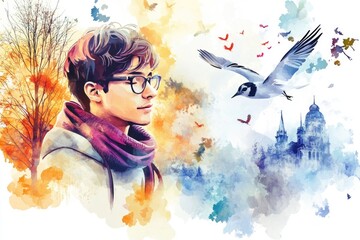 Obraz premium A person interacting with a bird