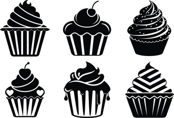 Cupcake silhouette vector illustration, isolated on white background
