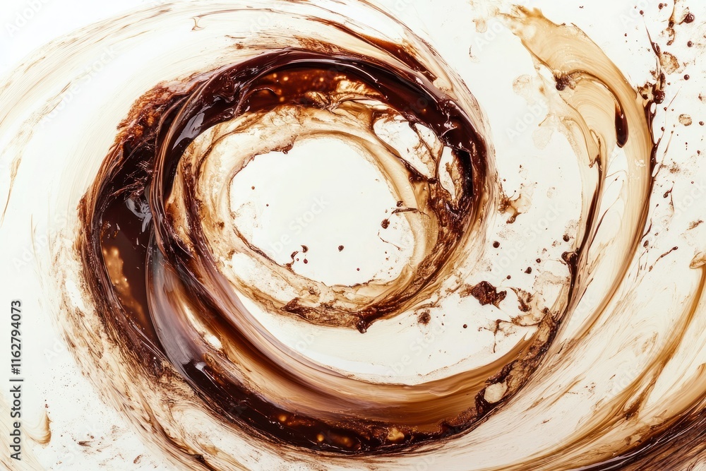 Aufkleber dynamic swirl of chocolate with splashes and movement