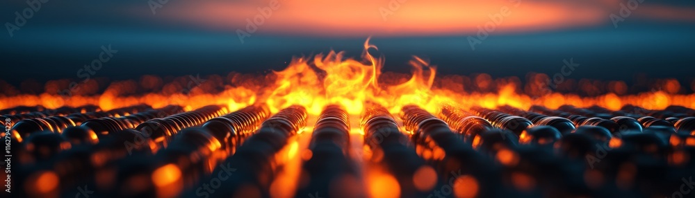 Aufkleber a mesmerizing view of molten metal flowing on a surface, creating vibrant colors and dynamic pattern