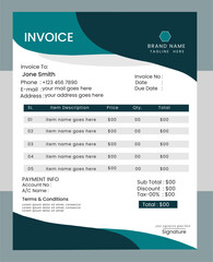 Clean and simple corporate company business invoice template,minimal invoice layout.
