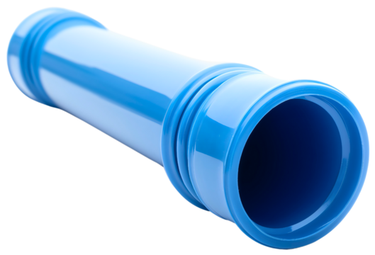 PVC pipe with plumbing fittings closeup, industrial drainage system connection, polyvinyl water supply tube, sanitary sewage equipment installation isolated