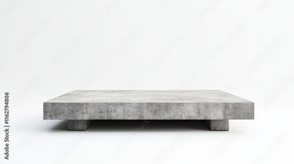 Poster a minimalistic concrete platform on a blank background, perfect for showcasing products or artistic 