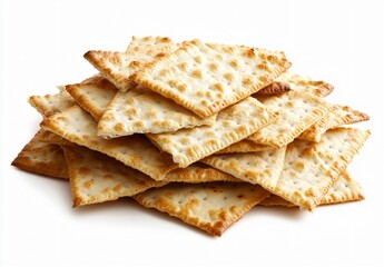 Fototapeta premium Crispy Matzah Crackers Stack, Close-up Shot of Unleavened Bread
