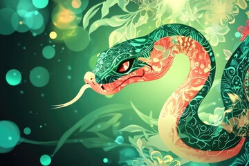 A colorful snake with a distinctive long neck and tail, perfect for wildlife or nature-related projects