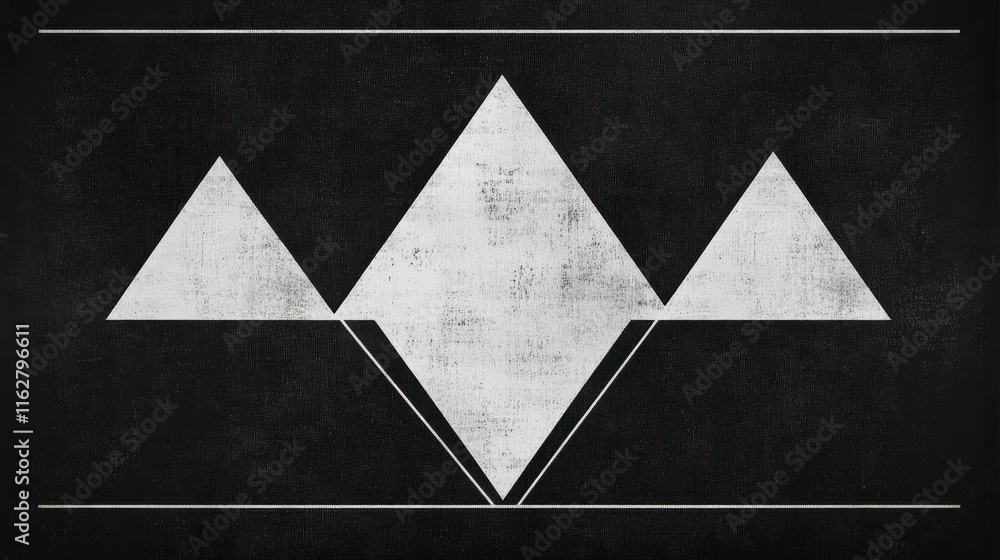Poster geometric patterns. abstract white geometric triangles on textured bla