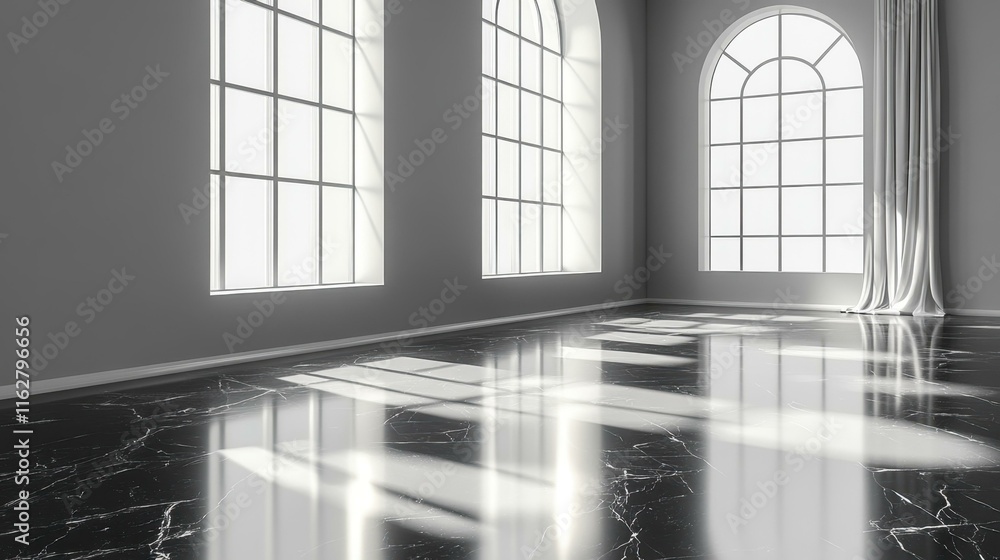 Poster monochrome minimalist textures sleek black marble floor