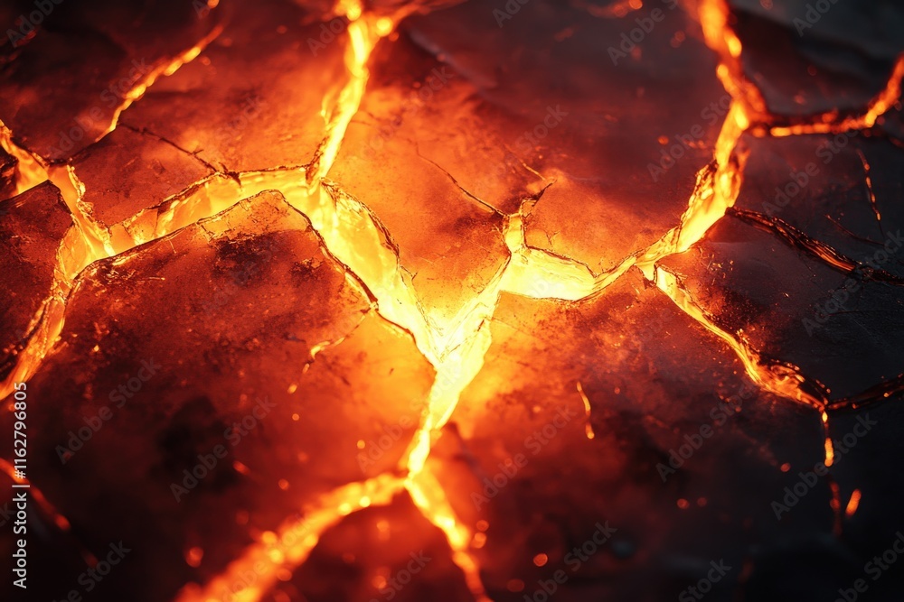 Poster a close-up shot of a fiery flame with a crack running through it
