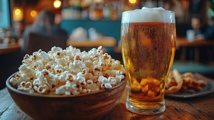 Refreshing Drink and Tasty Popcorn Scene