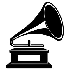 A phonograph silhouette vector icon illustration ,music,musical instrument on white background.
