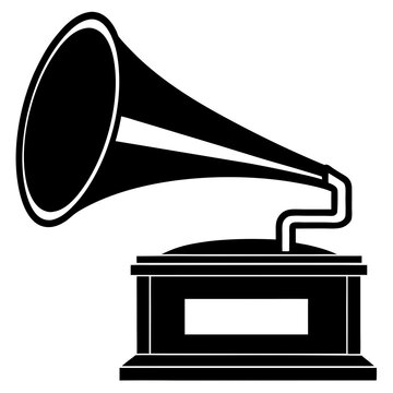 recommend clip art: A phonograph silhouette vector icon illustration ,music,musical instrument on white background.