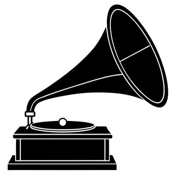 recommend clip art: A phonograph silhouette vector icon illustration ,music,musical instrument on white background.