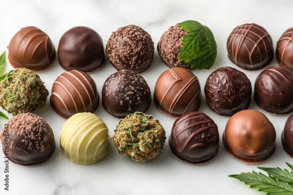 Aufkleber assortment of chocolates displayed on a table