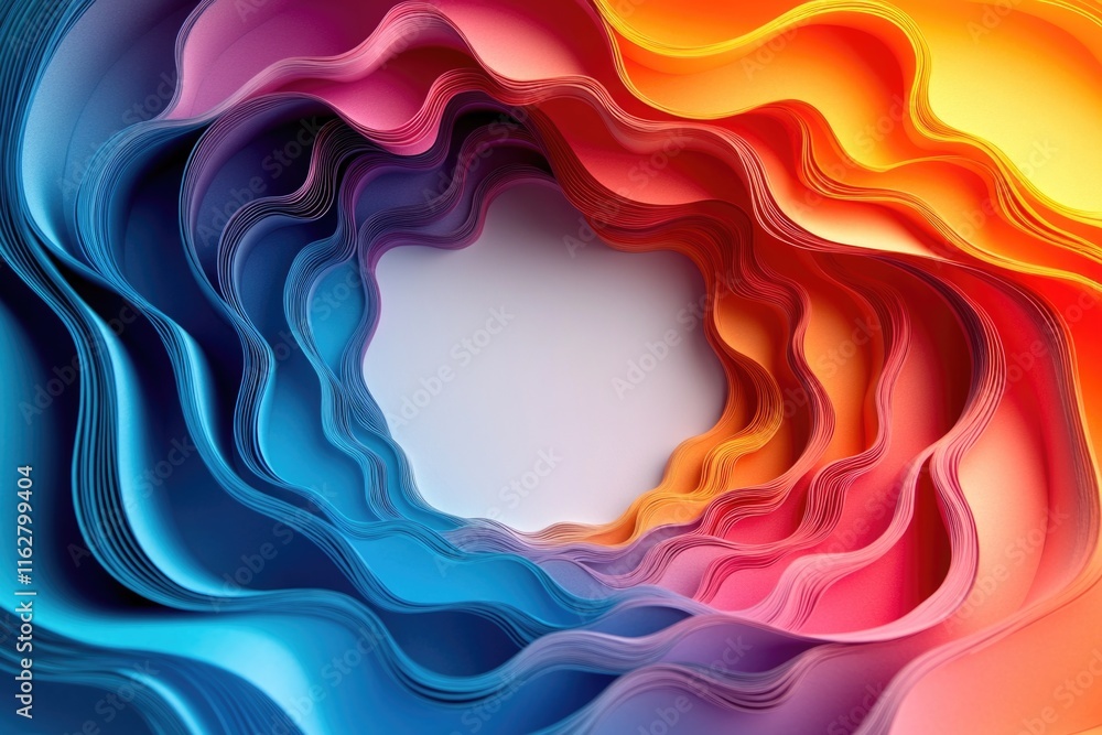 Poster Abstract design featuring colorful wavy shapes on a bright background