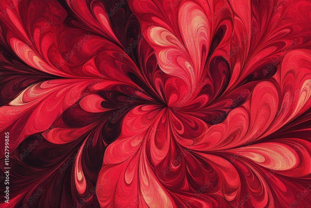 Poster elegant red swirl pattern with intricate design