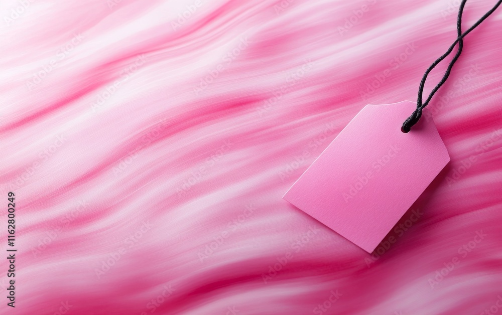 Poster a soft pink background with flowing waves, featuring a blank tag for text insertion, perfect for bra