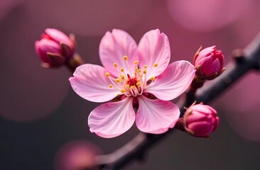 Fototapeta premium China's new. Pink Sakura flowers on delicate bokeh background